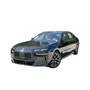 BMW 750i black luxury sedan ready for VIP airport pickup in Chicago