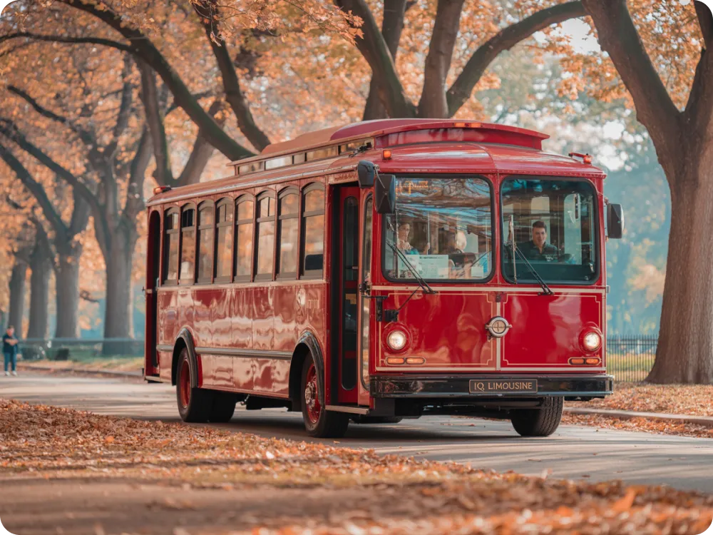 Chicago Trolley Bus 12 Interior luxury trolley bus Chicago - vintage wooden seating with modern amenities